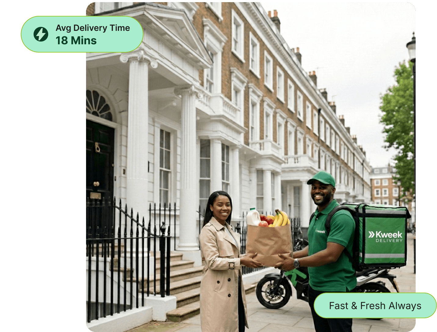 Delivery rider carrying grocery bags